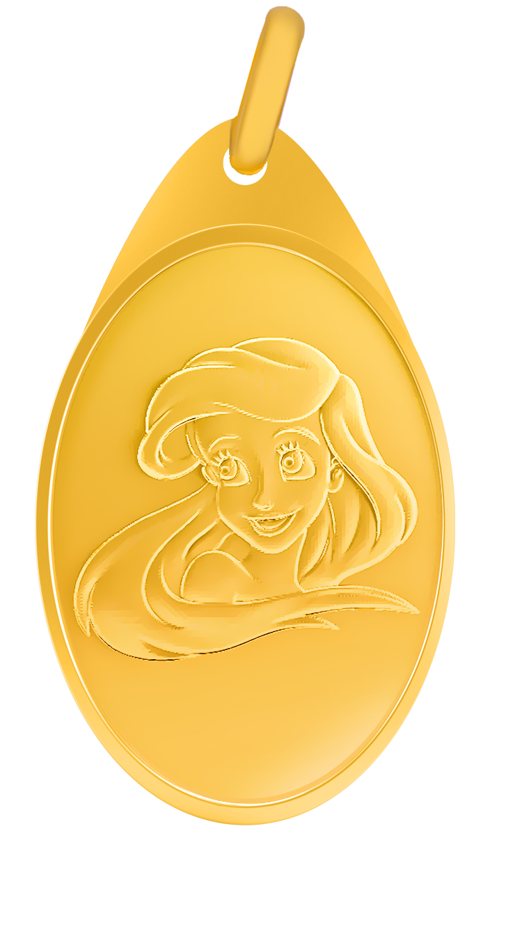 24K Gold Ariel Disney Pendant