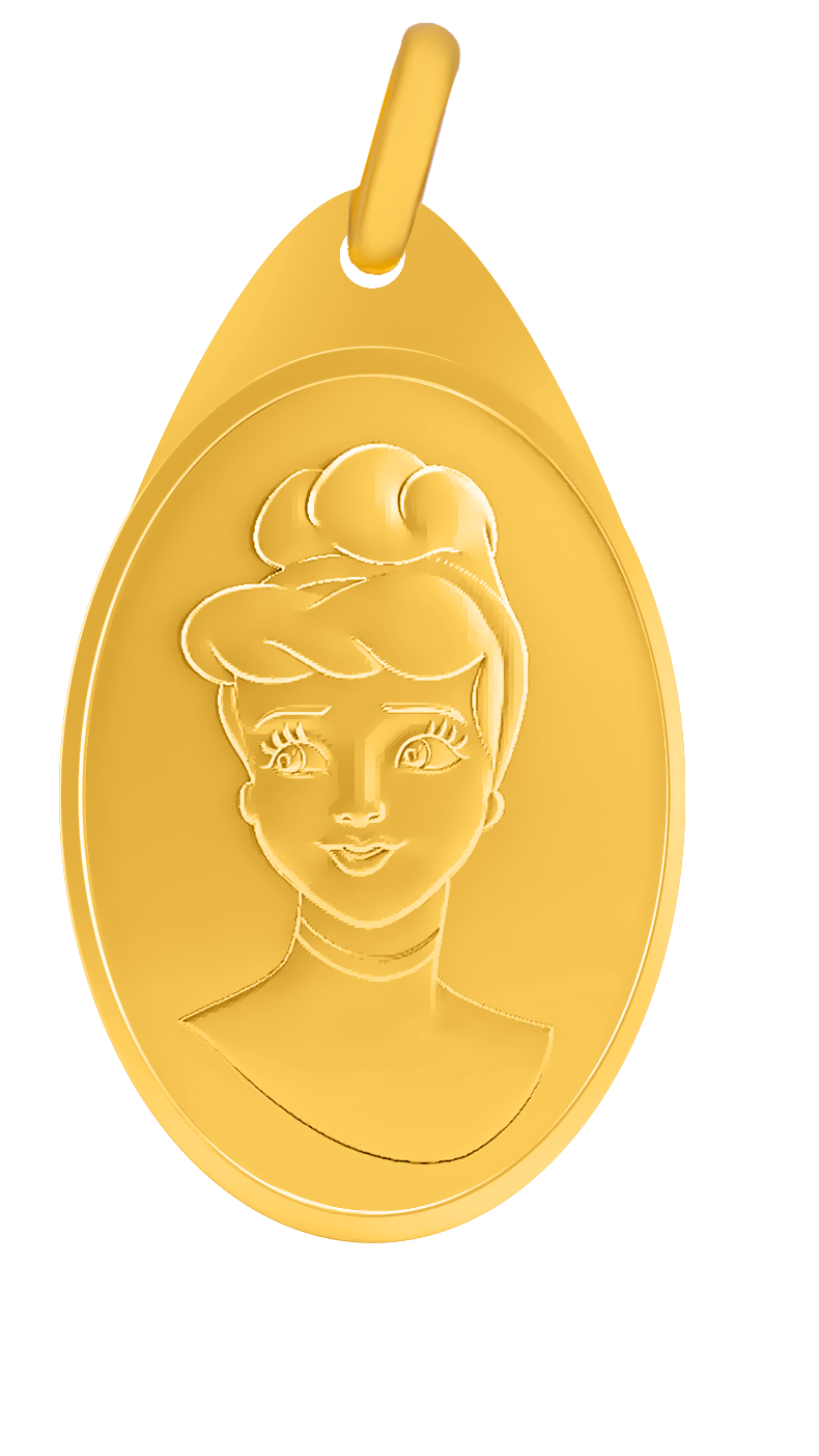 24K Gold Cinderella Disney Pendant